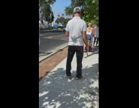 Girl in line resistance band exercise stroller 