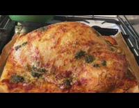 Pizza with a bubble takes time to deflate