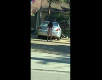 Woman dress tiktok dance white car house