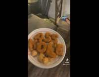 Mom makes little boy special nugget dinner