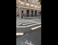 Collab WINY - Man blue skirt lay down on crosswalk