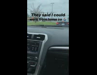 Work from home car rain conference call 