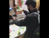 Ice cream cone trick vendor man