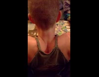 Guy pretends to have cleavage through back 