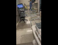 Dad accidentally bumps baby cart in hospital