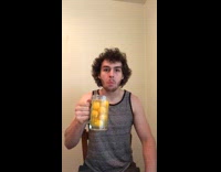 Guy eats and chugs entire glass of eggs