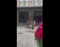 Woman gets massage at festival 