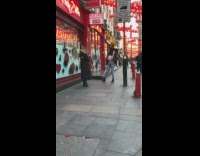 girl leather jacket red lanterns