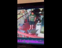Man breaks fluorescent light caught on CCTV