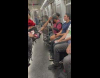 Guy dance inside train at subway NYC 