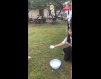 Bubbles lit up on hand and basin