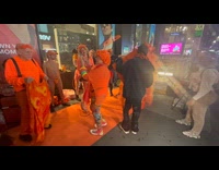 People dancing at pop up met gala party