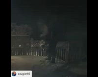 Guy throws boiling hot water into the air and gets burned, water evaporates into steam