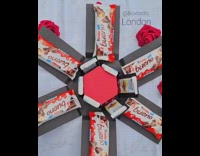 Red hexagon box chocolate bars rose flowers