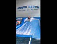 Little boy falls forward on wave machine scorpion