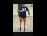 Bodybuilder guy shows how thin his calves are