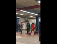 Collab Subway Creatures - Two guys rap in the subway about chicken nuggets in their refrigerator, Bank Account 21 Savage song #BluePointWhatTheL