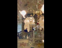 Fancy gold balcony white outfit chandelier 