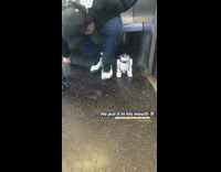 man r2d2 toy by feet moving