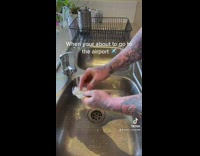 Man wash ID and credit cards on sink