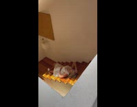 Woman in white dress lie down on the stairs