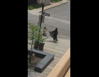 Girl wave transparent black cape shawl street