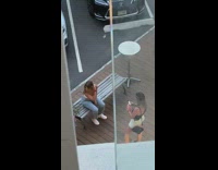 Girl white corset sit bench beside flowers