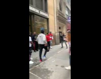 Two guys dance off battle sidewalk jacket 