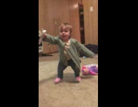 wearing wolf mask to scare baby 