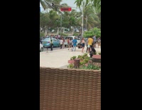 self timer tripod street pic man