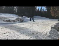 Collab JerrySlams - Snowboarder rides down slope, trips and scorpions in slow motion 