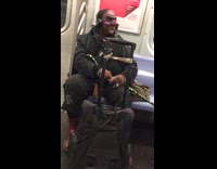 Top half mask red long nose headphones 