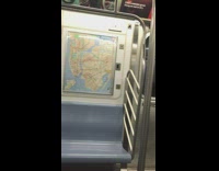 Guy wears yellow green red feather mask bra and tutu on subway train