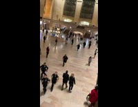 NYPD runs in grand central station 