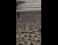 Collab Kook Od The Day - Guy carries surfboard behind back while running