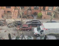 Car blocks ambulance on road for a parking spot