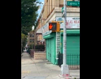 Pedestrian crossing signal light displays middle finger