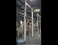 Man remove plates on one side barbell fall