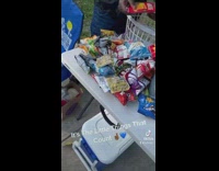 Guy buys all products from kid selling snacks