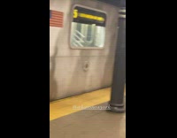 Guy loads motorcycle in shopping cart on train 