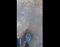 Submitter walks over ice makes crunchy sound