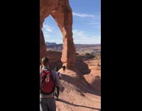 Woman black top leggings pose Rock Arches Part 3