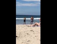 Man shirtless photoshoot beach waves music