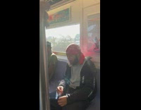 Guy red durag smokes blunt on subway train and knocks out during daylight