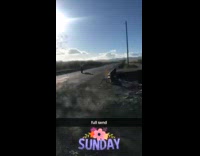 Motorcyclist does a wheelie on road