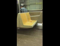 Red liquid blood on subway train seats