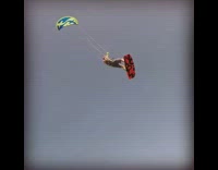 Collab ExtremeIG - Guy wakeboard blue yellow parachute jumps boat