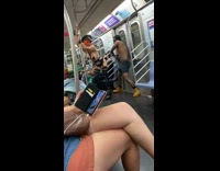 Couple does BDSM in barely any clothes on train Part 1