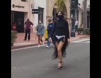 Woman white underwear wig pubic hair park