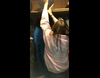 Collab KaleSaladIG - Girl lifts big water gallon bottles onto tall shelf and drops both of them